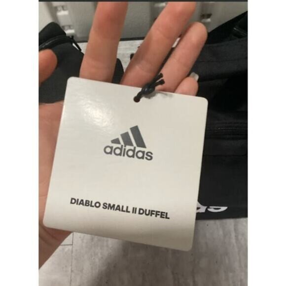 Goth y2k indie normcore gorpcore fisherman Adidas Duffle Bag Black with White - Picture 6 of 7